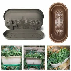 Bloem Lucca 19 in. Terra Cotta Plastic Self-Watering Window Box with Saucer -Litton Lane Sales Store terra cotta bloem window boxes lwb1846 40 1000