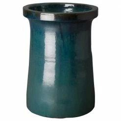Emissary 29 in. H Turquoise Ceramic Plateau Planter