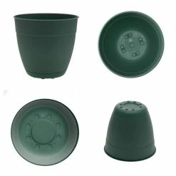 Bloem Dayton 16 in. Plastic Planter with Saucer Tray, Green -Litton Lane Sales Store turtle green bloem plant pots day1655 40 1000