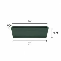 Bloem Dayton 24 in. Plastic Window Box Planter, Turtle Green -Litton Lane Sales Store turtle green bloem window boxes daywb2455 1d 1000