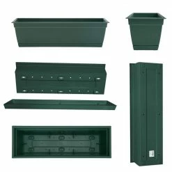 Bloem Dayton 24 in. Plastic Window Box Planter, Turtle Green -Litton Lane Sales Store turtle green bloem window boxes daywb2455 31 1000
