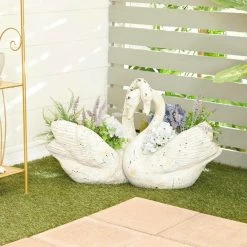 Litton Lane 19 in. White MGO Country Cottage Planter -Litton Lane Sales Store white litton lane plant pots 040987 31 1000