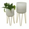 Litton Lane CosmoLiving by Cosmopolitan 26 in. H x 12 in. White Metal Modern Planter ( Set of 2) -Litton Lane Sales Store white litton lane plant pots 041974 64 1000