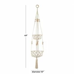 Litton Lane 49 in. x 10 Fabric Bohemian Planter -Litton Lane Sales Store white litton lane plant pots 042568 76 1000