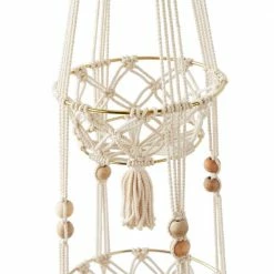 Litton Lane 49 in. x 10 Fabric Bohemian Planter -Litton Lane Sales Store white litton lane plant pots 042568 77 1000