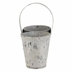 Litton Lane 13 in. H x 12 in. W White Metal Vintage Planter -Litton Lane Sales Store white litton lane plant pots 29447 1f 1000