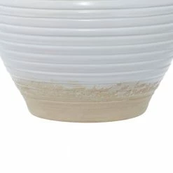 Litton Lane 10 in. H x 9 in. W White Ceramic Vintage Planter -Litton Lane Sales Store white litton lane plant pots 43259 44 1000