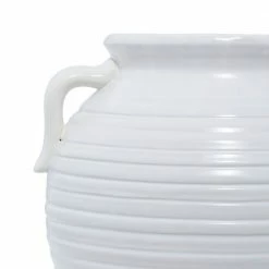 Litton Lane 10 in. H x 9 in. W White Ceramic Vintage Planter -Litton Lane Sales Store white litton lane plant pots 43259 fa 1000