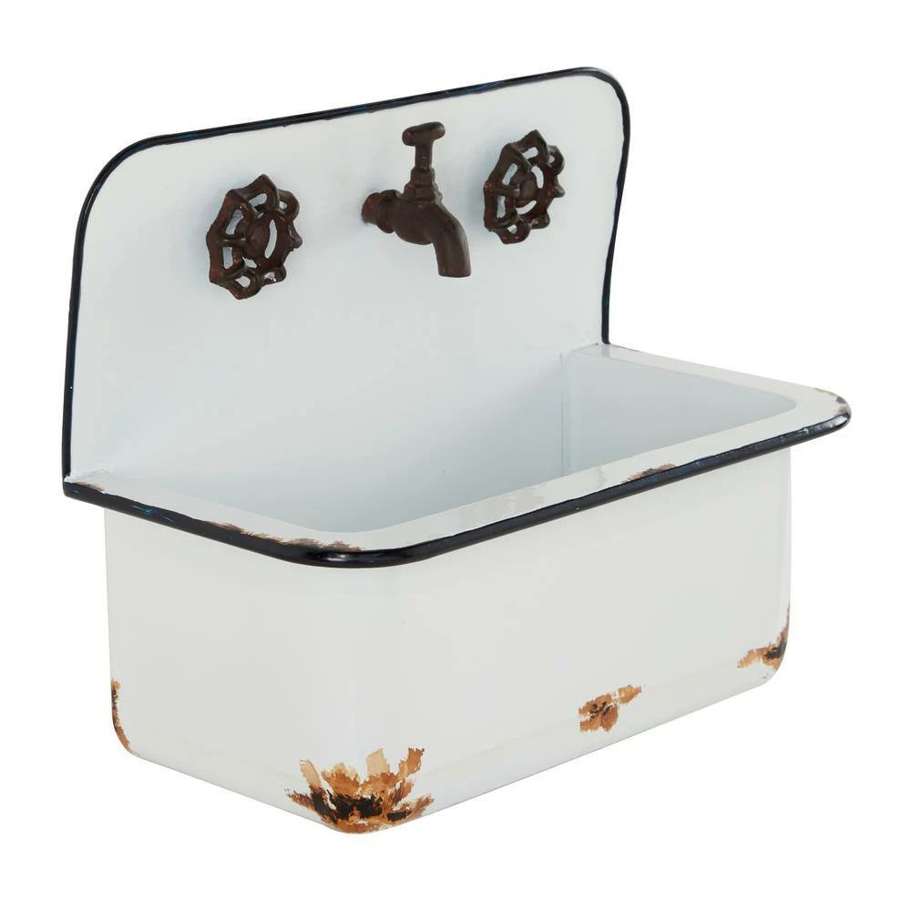 Litton Lane 13 in. x 17 in. White Metal Farmhouse Planter (Set of 2) 10 Litton Lane 13 in. x 17 in. White Metal Farmhouse Planter (Set of 2) - Image 8