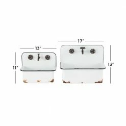 Litton Lane 13 in. x 17 in. White Metal Farmhouse Planter (Set of 2) 15 Litton Lane 13 in. x 17 in. White Metal Farmhouse Planter (Set of 2) -Litton Lane Sales Store white litton lane plant pots 43748 40 1000