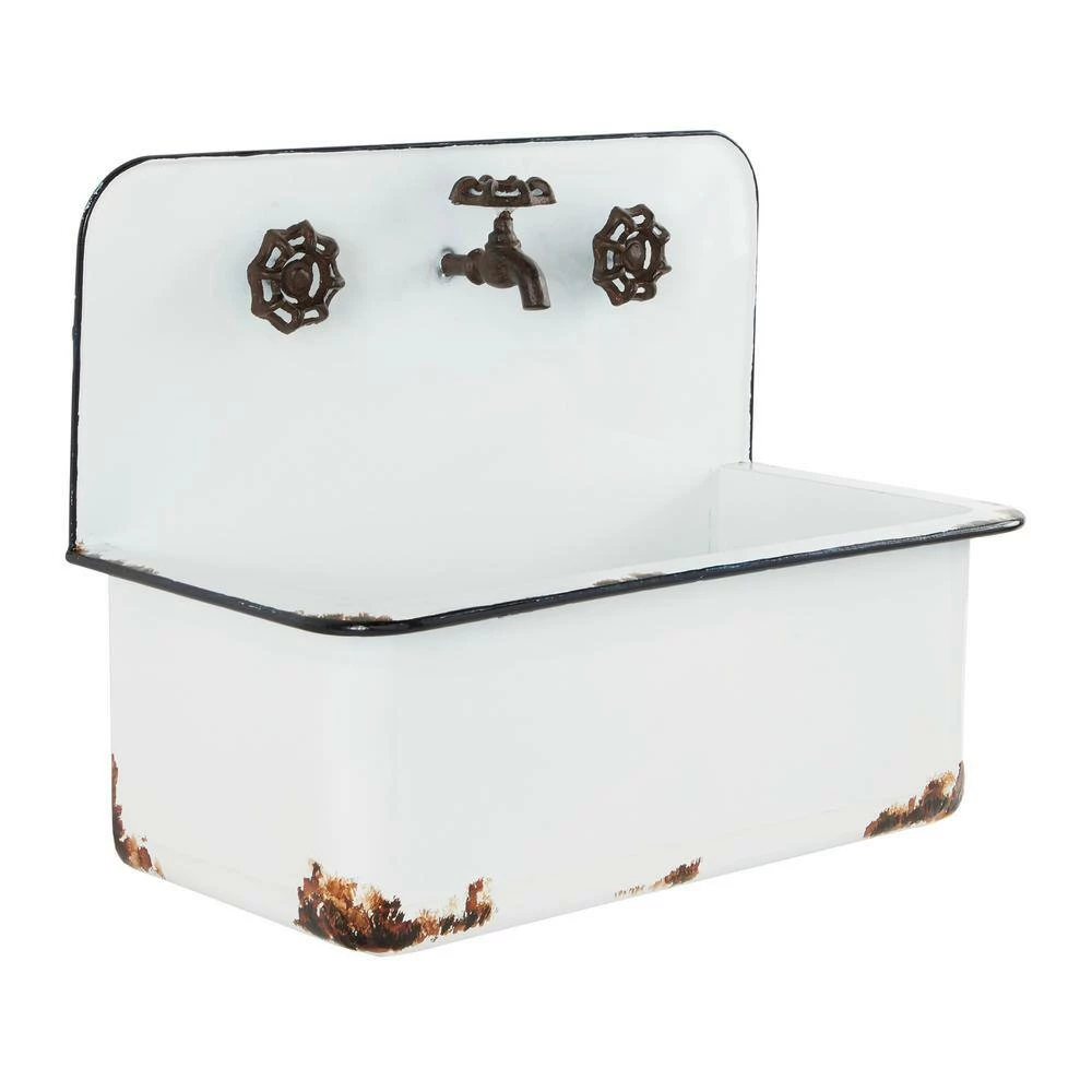 Litton Lane 13 in. x 17 in. White Metal Farmhouse Planter (Set of 2) 9 Litton Lane 13 in. x 17 in. White Metal Farmhouse Planter (Set of 2) - Image 7