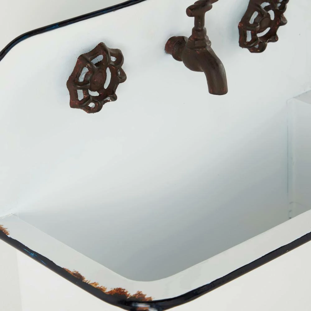 Litton Lane 13 in. x 17 in. White Metal Farmhouse Planter (Set of 2) 8 Litton Lane 13 in. x 17 in. White Metal Farmhouse Planter (Set of 2) - Image 6