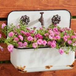 Litton Lane 13 in. x 17 in. White Metal Farmhouse Planter (Set of 2) 22 Litton Lane 13 in. x 17 in. White Metal Farmhouse Planter (Set of 2) -Litton Lane Sales Store white litton lane plant pots 43748 fa 1000