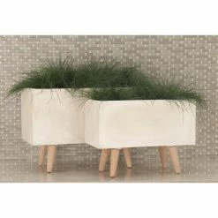 Litton Lane 15 in. x 21 in. White Fiber Clay Contemporary Planter (Set of 2) 19 Litton Lane 15 in. x 21 in. White Fiber Clay Contemporary Planter (Set of 2) -Litton Lane Sales Store white litton lane plant pots 46465 31 1000