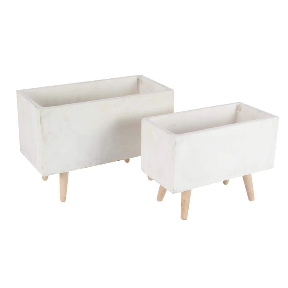 Litton Lane 15 in. x 21 in. White Fiber Clay Contemporary Planter (Set of 2) 3 Litton Lane 15 in. x 21 in. White Fiber Clay Contemporary Planter (Set of 2)