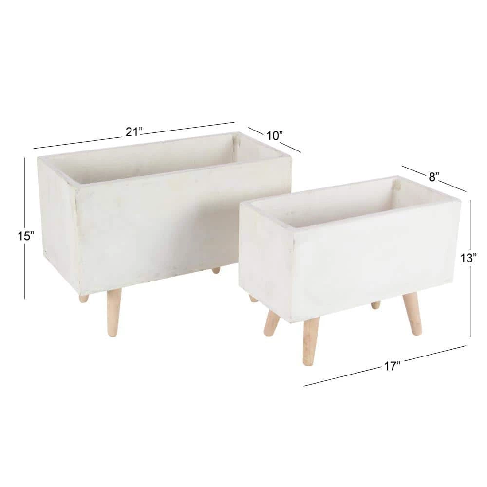 Litton Lane 15 in. x 21 in. White Fiber Clay Contemporary Planter (Set of 2) 5 Litton Lane 15 in. x 21 in. White Fiber Clay Contemporary Planter (Set of 2) - Image 3