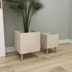 Litton Lane 18 in. x 14 in. White Fiber Clay Contemporary Planter (Set of 2) 22 Litton Lane 18 in. x 14 in. White Fiber Clay Contemporary Planter (Set of 2) -Litton Lane Sales Store white litton lane plant pots 46471 4f 1000