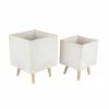 Litton Lane 18 in. x 14 in. White Fiber Clay Contemporary Planter (Set of 2) -Litton Lane Sales Store white litton lane plant pots 46471 64 1000