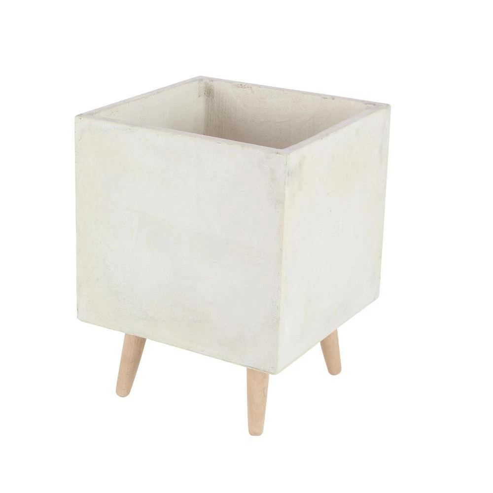 Litton Lane 18 in. x 14 in. White Fiber Clay Contemporary Planter (Set of 2) 8 Litton Lane 18 in. x 14 in. White Fiber Clay Contemporary Planter (Set of 2) - Image 6