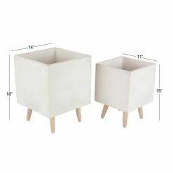 Litton Lane 18 in. x 14 in. White Fiber Clay Contemporary Planter (Set of 2) 21 Litton Lane 18 in. x 14 in. White Fiber Clay Contemporary Planter (Set of 2) -Litton Lane Sales Store white litton lane plant pots 46471 c3 1000