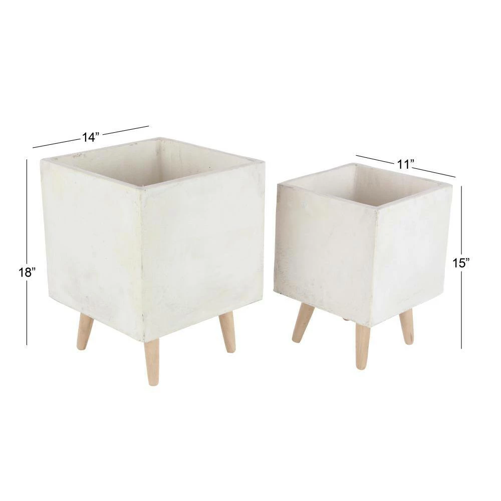 Litton Lane 18 in. x 14 in. White Fiber Clay Contemporary Planter (Set of 2) 9 Litton Lane 18 in. x 14 in. White Fiber Clay Contemporary Planter (Set of 2) - Image 7