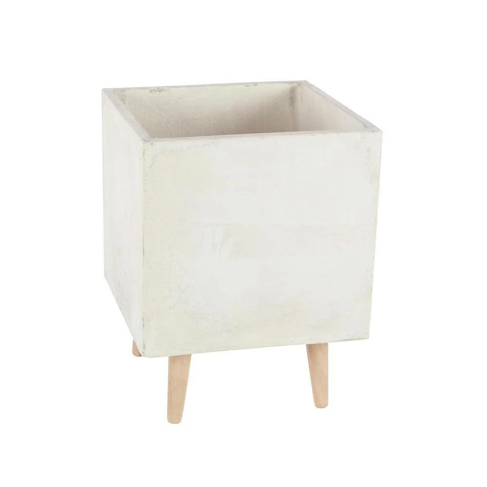 Litton Lane 18 in. x 14 in. White Fiber Clay Contemporary Planter (Set of 2) 4 Litton Lane 18 in. x 14 in. White Fiber Clay Contemporary Planter (Set of 2) - Image 2