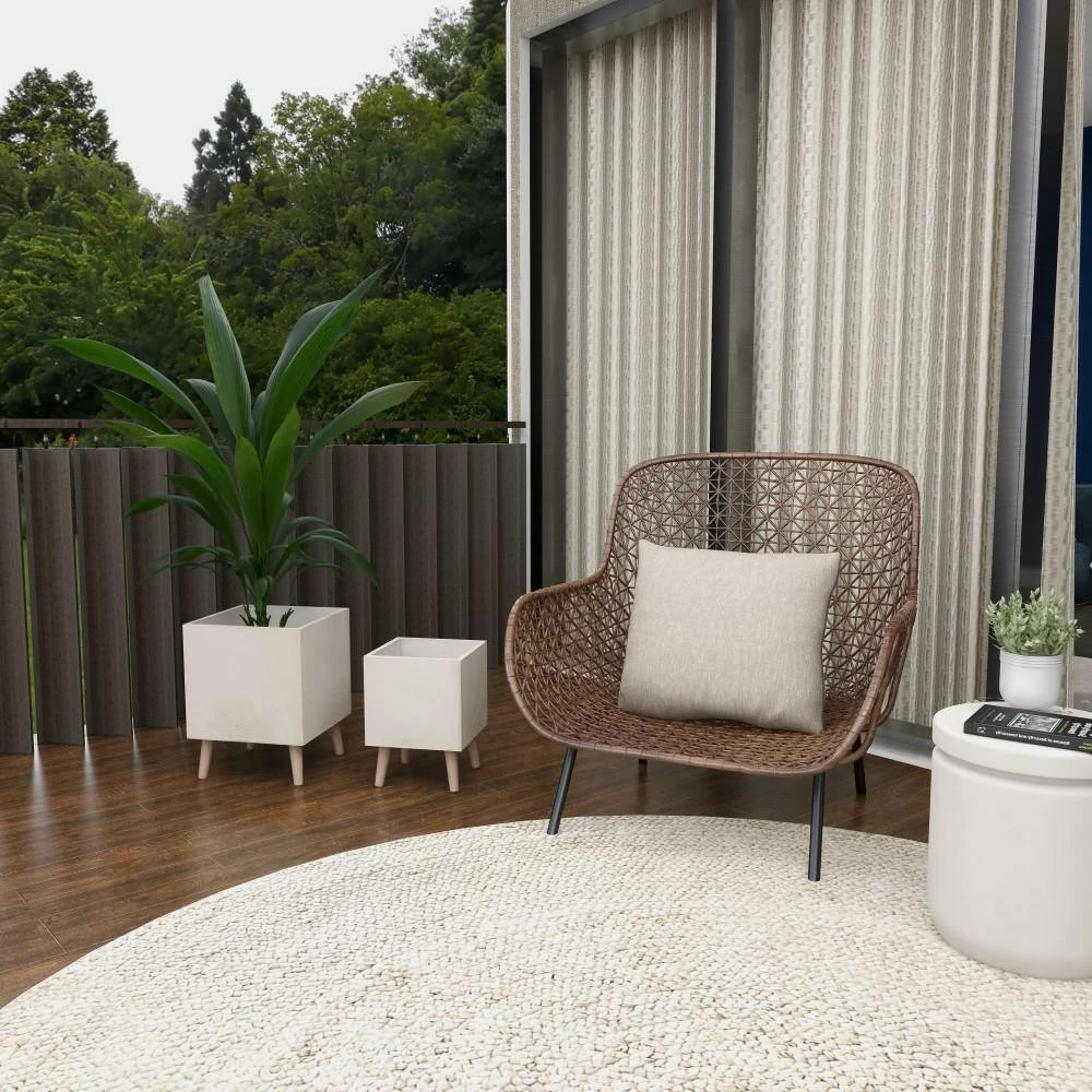 Litton Lane 18 in. x 14 in. White Fiber Clay Contemporary Planter (Set of 2) 13 Litton Lane 18 in. x 14 in. White Fiber Clay Contemporary Planter (Set of 2) - Image 11