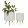 Litton Lane 16 in. x 13 in. White Fiber Clay Contemporary Planter (Set of 2) 2 Litton Lane 16 in. x 13 in. White Fiber Clay Contemporary Planter (Set of 2) -Litton Lane Sales Store white litton lane plant pots 46492 64 1000
