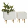 Litton Lane 13 in. and 15 in. White Square Fiberclay Planters (Set of 2) -Litton Lane Sales Store white litton lane plant pots 46495 64 1000