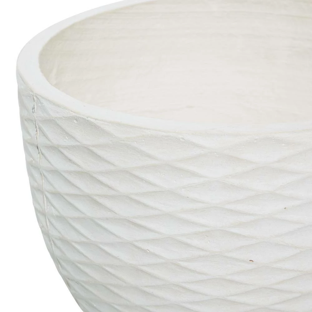 Litton Lane 16 in. x 15 in. White Fiber Clay Contemporary Planter (Set of 2) 4 Litton Lane 16 in. x 15 in. White Fiber Clay Contemporary Planter (Set of 2) - Image 2