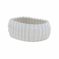 Litton Lane 6 in. x 17 in. White Ceramic Traditional Planter (Set of 3) -Litton Lane Sales Store white litton lane plant pots 78695 1f 1000