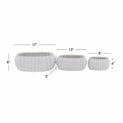 Litton Lane 6 in. x 17 in. White Ceramic Traditional Planter (Set of 3) -Litton Lane Sales Store white litton lane plant pots 78695 76 1000