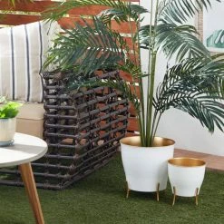 Litton Lane 12 in. x 12 in. White Metal Farmhouse Planter (Set of 2) 7 Litton Lane 12 in. x 12 in. White Metal Farmhouse Planter (Set of 2) -Litton Lane Sales Store white litton lane plant pots 97427 31 1000