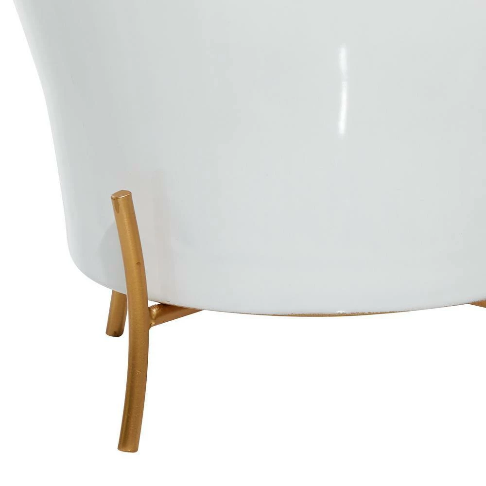 Litton Lane 12 in. x 12 in. White Metal Farmhouse Planter (Set of 2) 4 Litton Lane 12 in. x 12 in. White Metal Farmhouse Planter (Set of 2) - Image 2