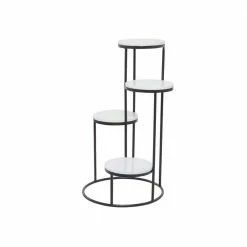 Litton Lane 31 in. White Round Marble Plantstand with 4-Tiers -Litton Lane Sales Store white litton lane plant stands 040248 4f 1000