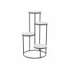 Litton Lane 31 in. White Round Marble Plantstand with 4-Tiers