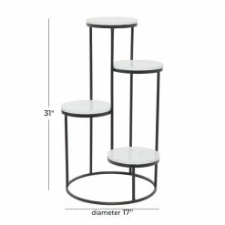 Litton Lane 31 in. White Round Marble Plantstand with 4-Tiers -Litton Lane Sales Store white litton lane plant stands 040248 c3 1000