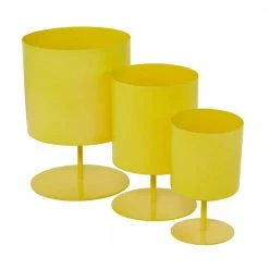 Litton Lane 14 in. x 10 in. Yellow Metal Modern Planter (Set of 3)