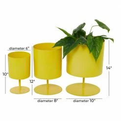 Litton Lane 14 in. x 10 in. Yellow Metal Modern Planter (Set of 3) 9 Litton Lane 14 in. x 10 in. Yellow Metal Modern Planter (Set of 3) -Litton Lane Sales Store yellow litton lane plant pots 040039 76 1000