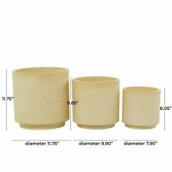 Litton Lane 12 in. x 12 in. Yellow MGO Modern Planter (Set of 3 ) -Litton Lane Sales Store yellow litton lane plant pots 042873 c3 1000